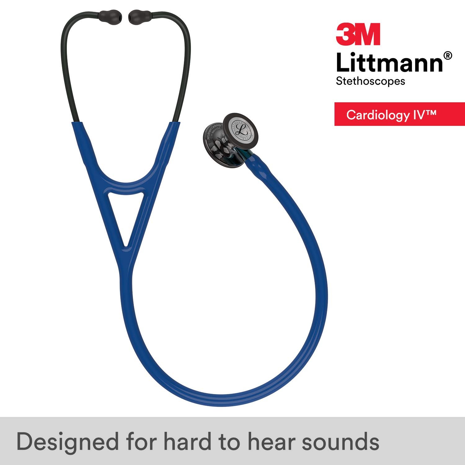 3M™ Littmann® Cardiology IV™ – Navy Blue tube & Polished Smoke chest piece, blue Stem #6202 - Image 2