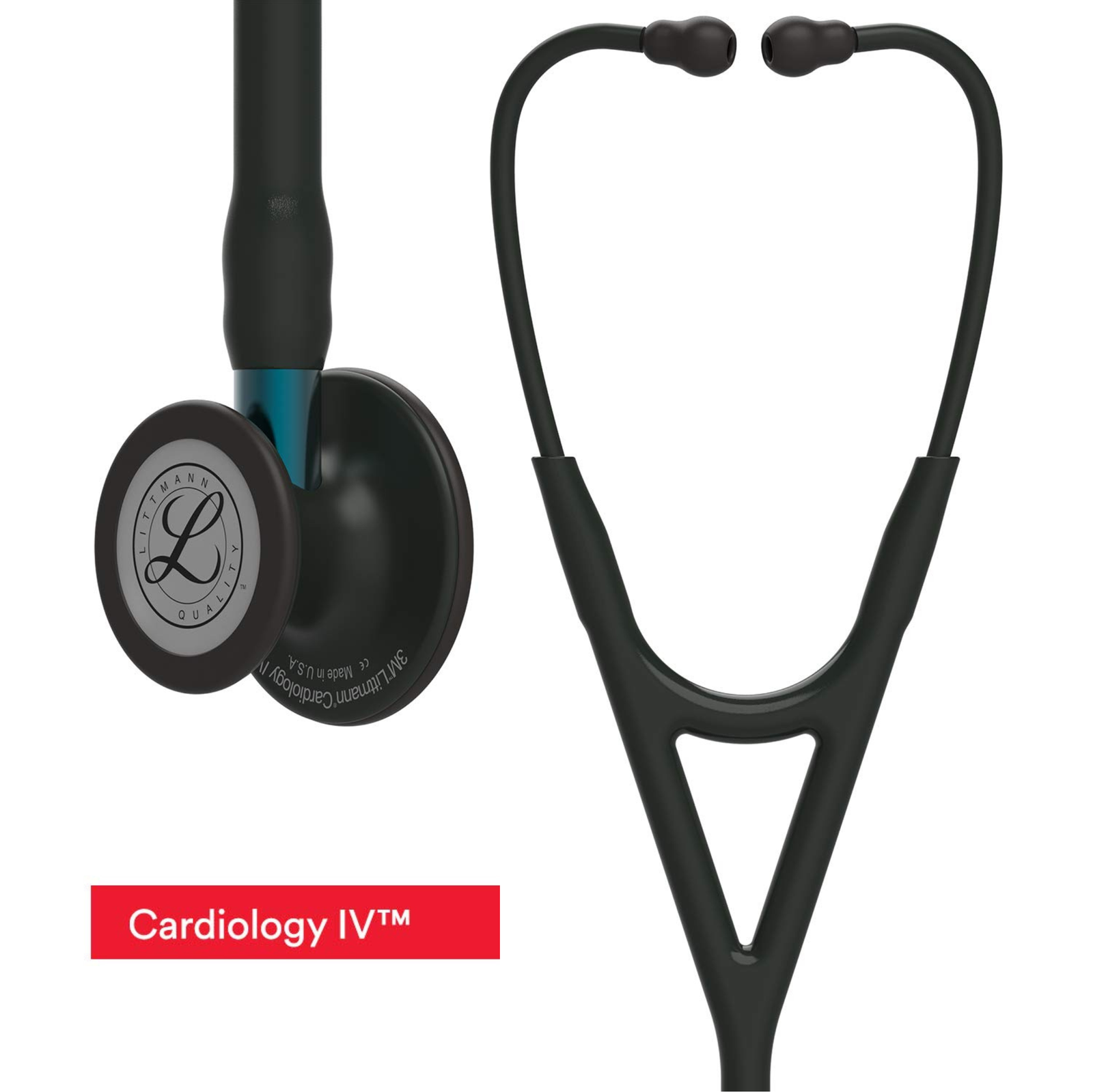 3M™ Littmann® Cardiology IV™ – Black tube & Matte black chest piece, Blue stem #6201
