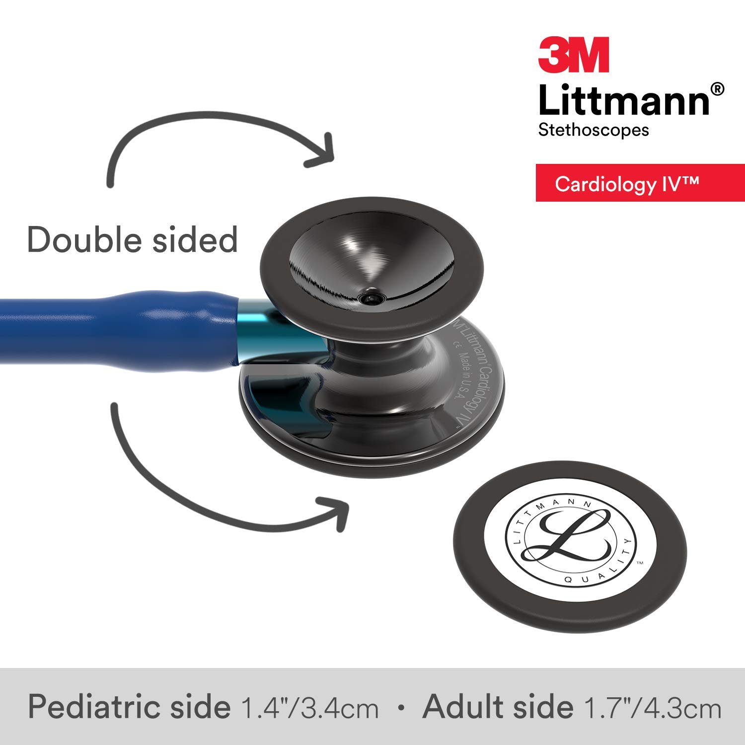 3M™ Littmann® Cardiology IV™ – Navy Blue tube & Polished Smoke chest piece, blue Stem #6202 - Image 4