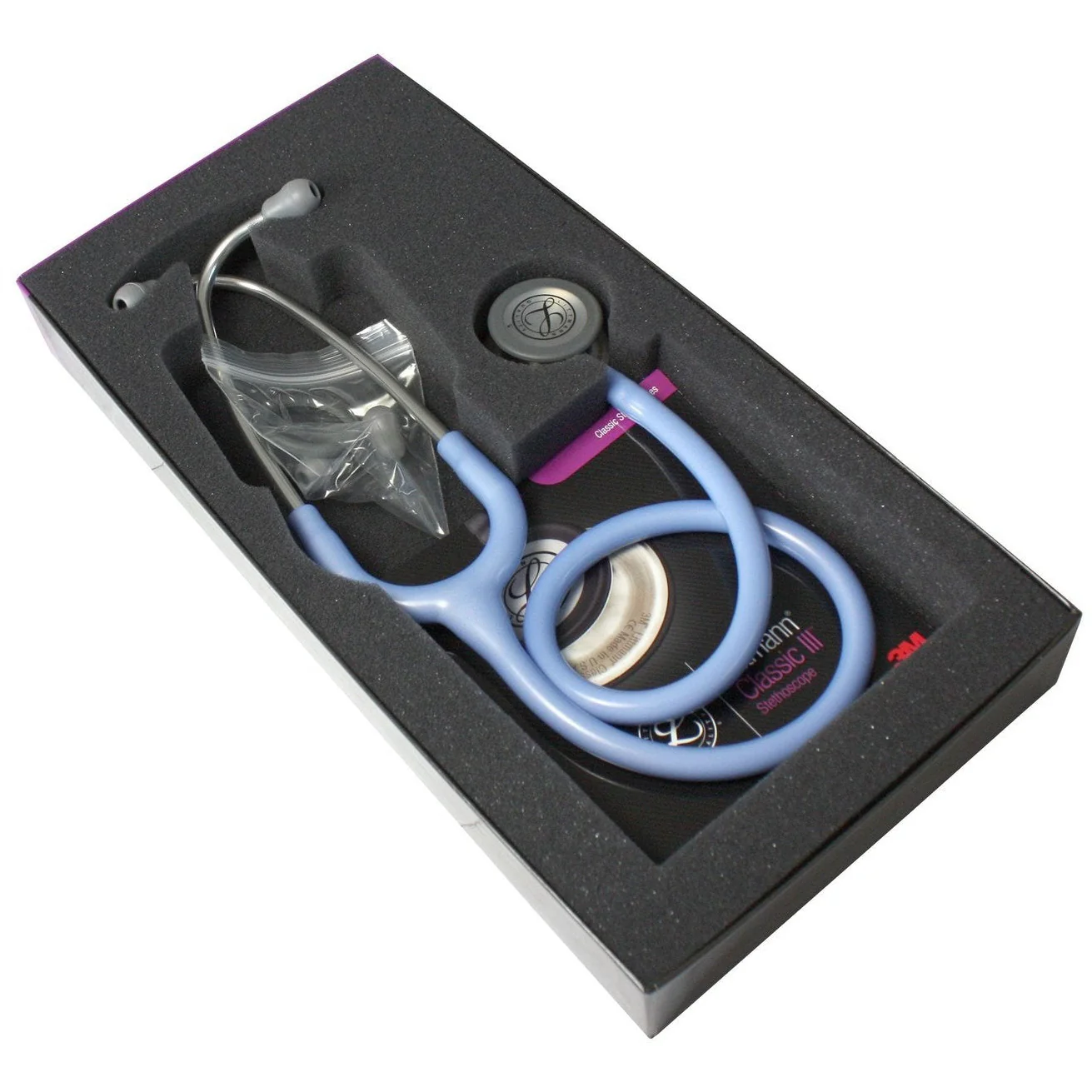 3M™ Littmann® Classic III™ Stethoscopes , Ceil/Baby Blue Tube, Stainless-finish Chestpiece #5630 - Image 3