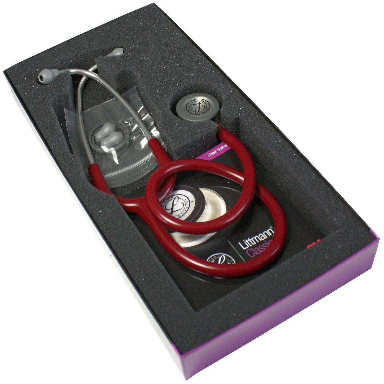 3M™ Littmann® Classic III™ Stethoscopes , Burgundy Tube, Stainless-finish Chestpiece #5627 - Image 3